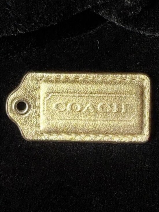 Coach Handbags - Vintage Coach Leather Hang Tag Charm - Gold - Embossed Logo Keychain